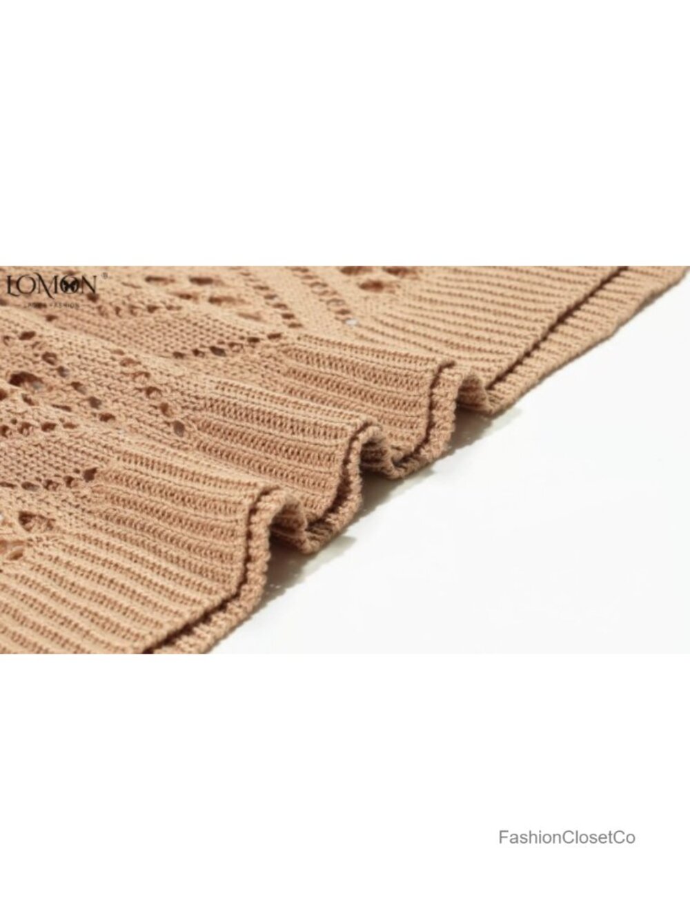 Crochet Hollow Out Off Shoulder V-Neck 3/4 Sleeve Sweater Cover Up - Picture 5 of 6